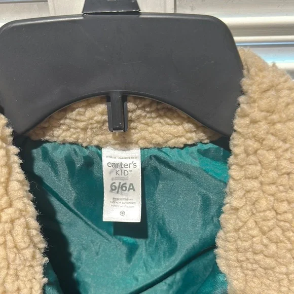 Carter's Teal Vest with Cream Sherpa Collar - Picture 2 of 3